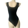 thumbnail image 4 of jsaierl Black Bodysuit Women Lace Sexy Square Neck Sleeveless Tank Top One Piece Racerback Bodycon Pajamas Jumpsuit Shapewear, 4 of 9