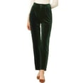 thumbnail image 1 of Pantalón De Terciopelo De Pierna Ancha Elástica Con Bolsillos Y Cintura Alta Para Mujer Verde oscuro S, 1 of 6