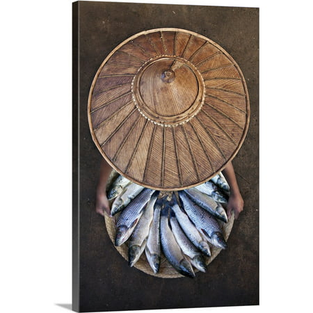 Great BIG Canvas | Scott Stulberg Premium Thick-Wrap Canvas entitled Selling fish at the fish market, Inle Lake,