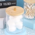 thumbnail image 3 of Exquisite Bamboo Lid Bath Accessory Set, Durable Acrylic Clear Plastic Apothecary Jars For Vanity, Bathroom, Or Office, Cotton Swab Storage And Stackable Design For Space Efficiency (3Pcs), 3 of 7