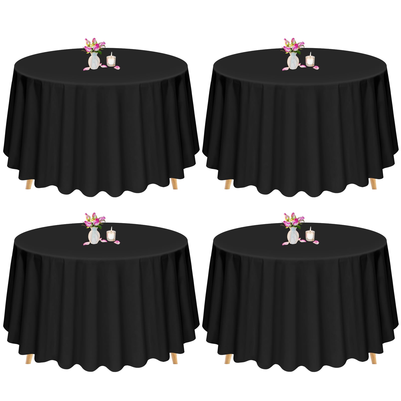 LA Linen 120 in. Black Polyester Poplin Round Tablecloth TCpop120R_BlackP24  - The Home Depot