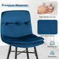 thumbnail image 2 of Gymax 4 PCS Velvet Bar Stools Bar Height Dining Chairs w/ Metal Legs Kitchen Blue, 2 of 5
