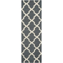 SAFAVIEH Cambridge Liam Geometric Wool Runner Rug, Dark Grey/Ivory, 2'6" x 22'