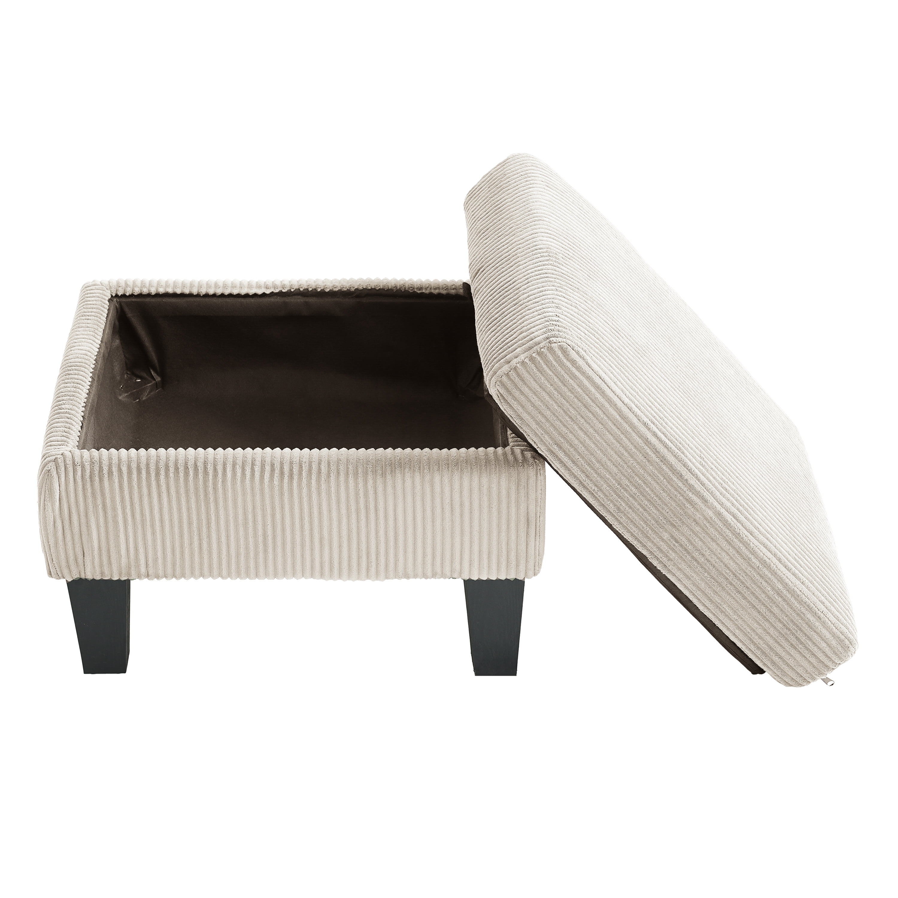 L-Shaped Sectional Couch 67 inch Corduroy 3-Seater Sofa with Reversible Chaise for Small Space Apartment Dorm Living Room Modern Off White