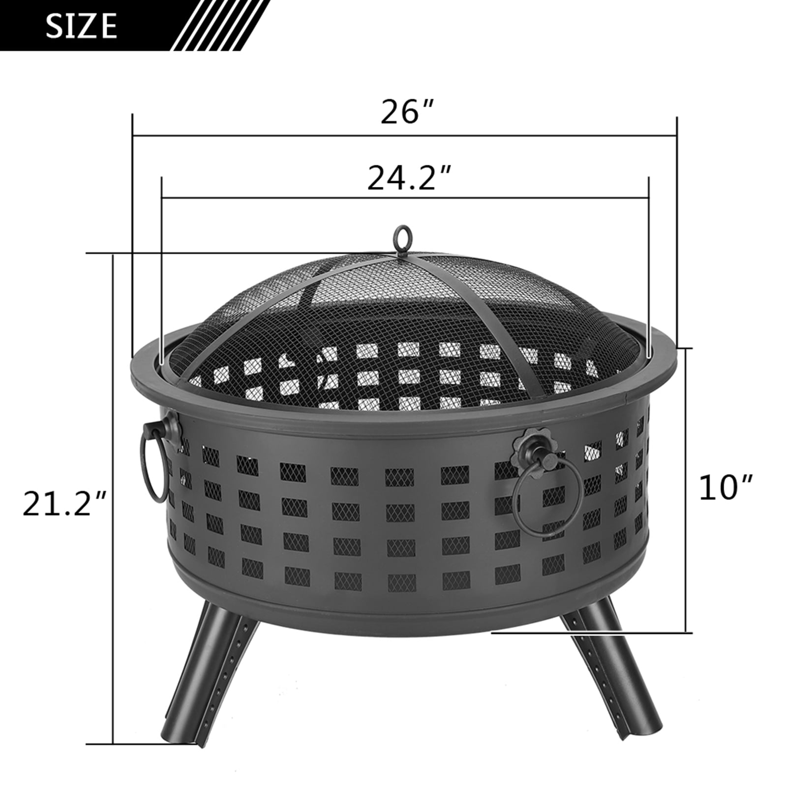 Private Jungle 26" Round Lattice Fire Bowl Black, Outdoor Fire Pit Large Bonfire Wood Burning Patio & Backyard Firepit Private Jungle 26" Round Lattice Fire Bowl Black, Outdoor Fire Pit Large Bonfire Wood Burning Patio & Backyard Firepit