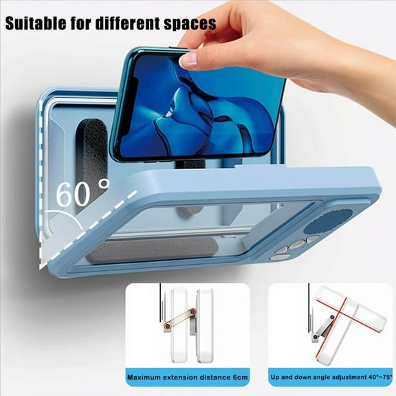 Aqua Play Waterproof Phone Holder with Speaker - 360° Rotation, Angle Adjustable & Touch-Friendly, Punch-Free Shower Case for Bathroom Mirror & Bathtub 1PC