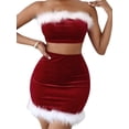 thumbnail image 1 of Gupgi Tenues de Noël Rouges pour Femmes Hauts Tube Contrastés + Jupe Moulante Mini, 1 of 7