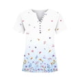 thumbnail image 4 of Puntoco 2024, tops a la moda de verano para mujer, blusas informales holgadas con estampado de cuello en V de verano para mujer, blusas con botones y cuello en V de manga corta, tops, 4 of 5