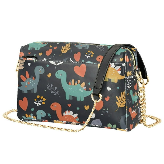 FORMRS Women Crossbody Purse with Chain Strap Vegan Leather Shoulder Handbag, Cute Dinosaur