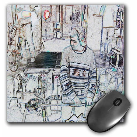 3dRose A Man Blowing Glass in The Waterford Crystal Place in Waterford, Ireland Done in Crayon, Mouse Pad, 8 by 8 inches