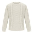 thumbnail image 6 of successthop Cable Knit Sweaters Men Plus Size Long Sleeve Chunky Crewneck Knitwear Ribbed Cuff Solid Warm Tops Beige 3XL, 6 of 6