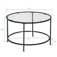 thumbnail image 1 of 2 Layers 5mm Thick Tempered Glass Countertops Round Wrought Iron Coffee Table Black, 1 of 9