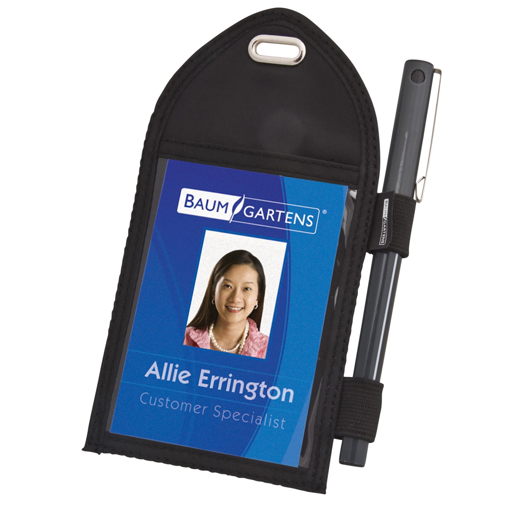 SICURIX Pen Loop ID Neck Pouch Badge Holder, Vertical, Black, Pack of 3