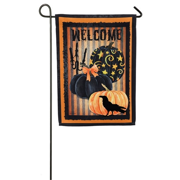 Evergreen Spooky Halloween Welcome Suede Garden Flag, 12.5 x 18 inches
