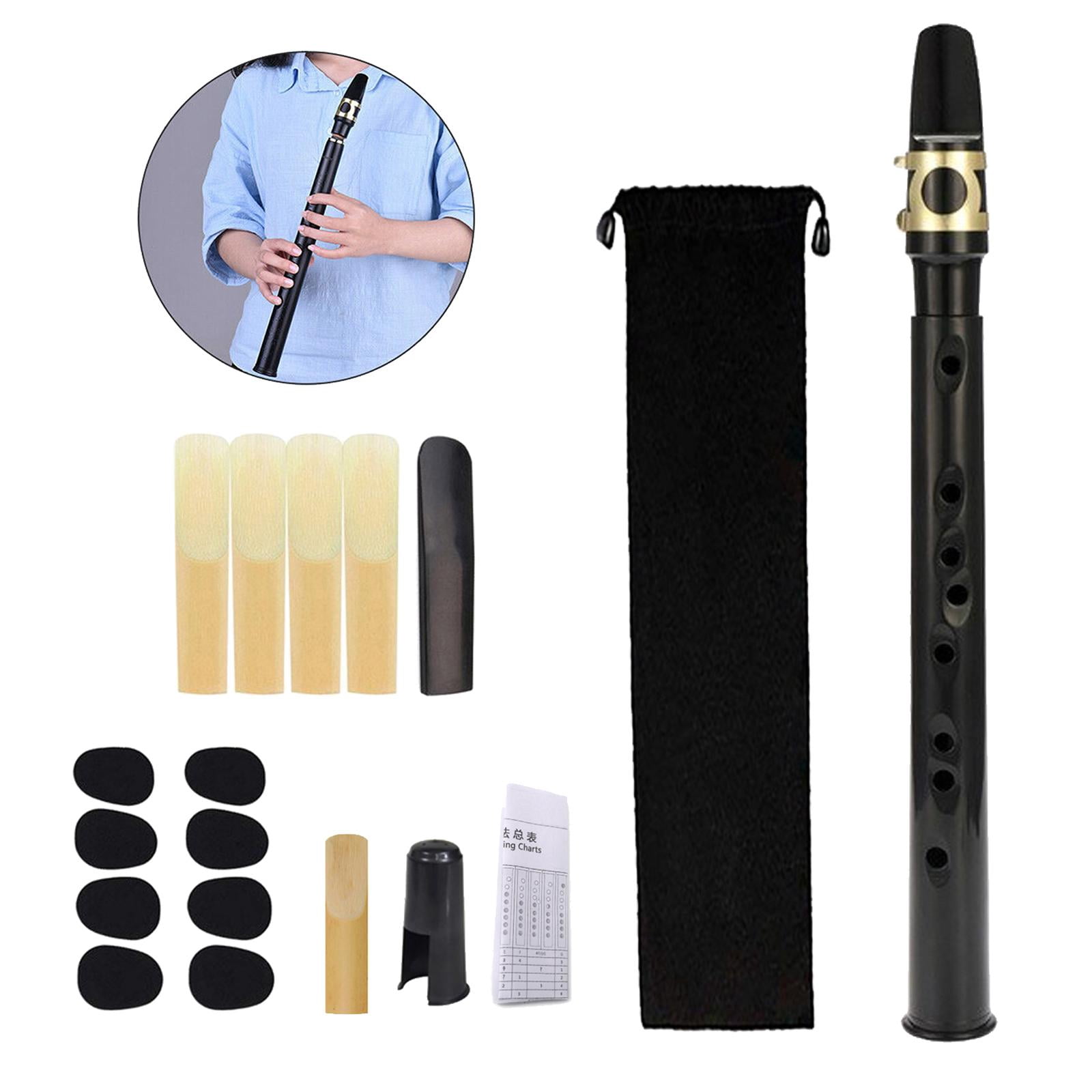 Pocket Saxophone with Mouthpiece Reeds Easy to Play Mini Sax Woodwind Instrument Portable Saxophone for Amateurs Kids Adult black