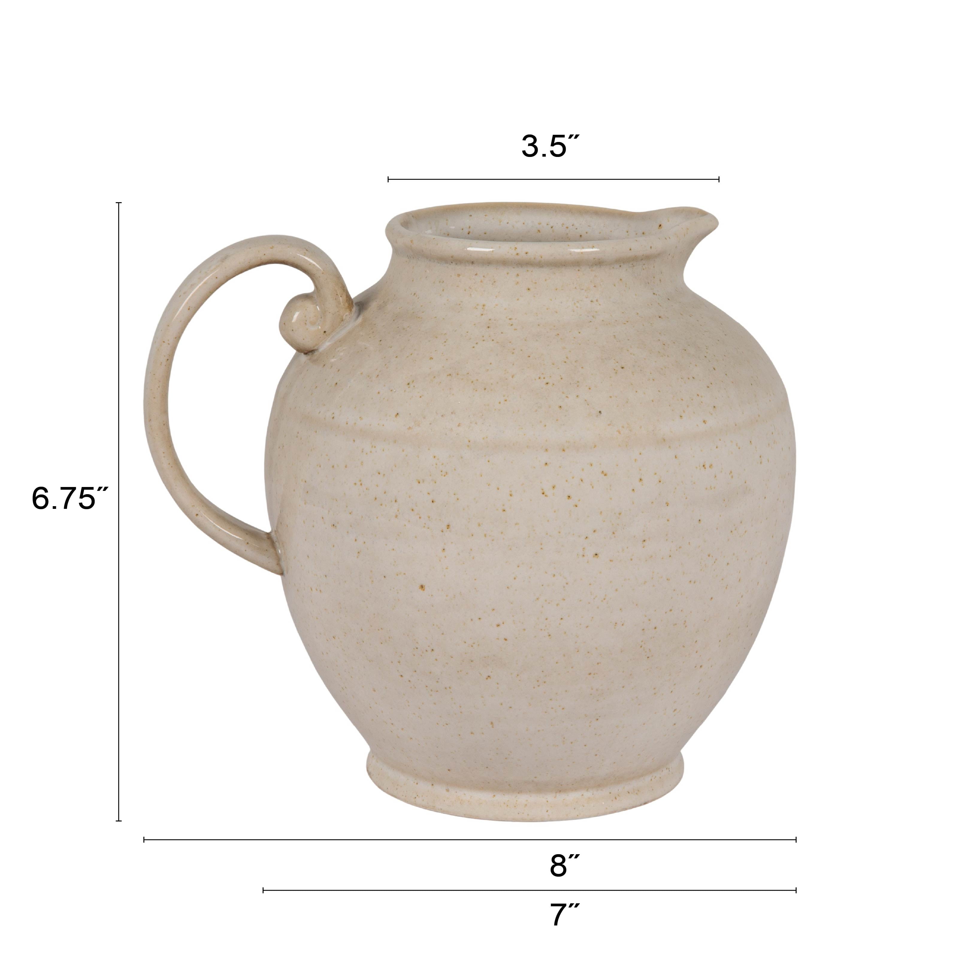 Creative Co-Op Stoneware Pitcher with Reactive Glaze, Cream