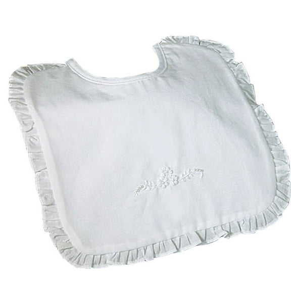 Cotton Embroidered Christening Baptism Bib with Ruffles (Baby)