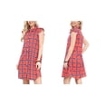 thumbnail image 4 of Doublju Womens Ruffle Cap Sleeve Loose Fit Plaid Shirts Dress With 2 Side Hand Pockets, 4 of 4