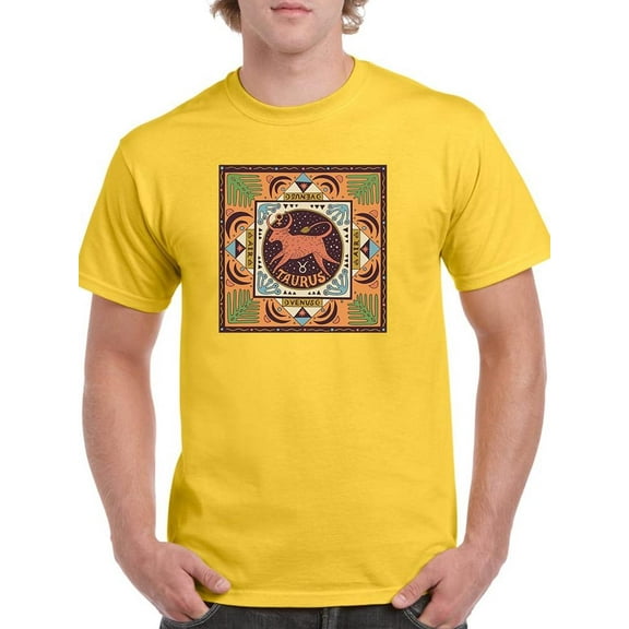 Taurus Zodiac Ethnic Style T-Shirt Men -Image by Shutterstock, Male XX-Large