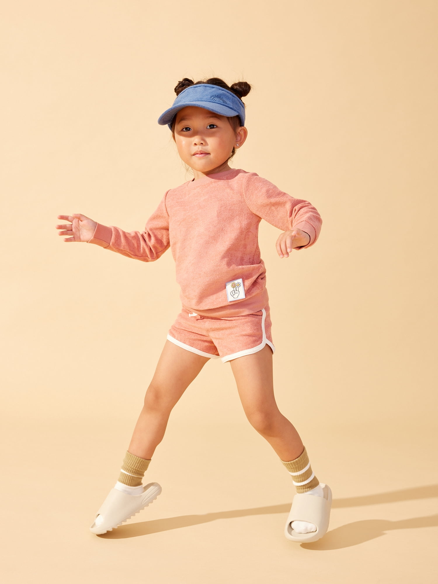 Little Star Organic Toddler Girl 2Pk Dolphin Shorts, Old Rose, Size 4T