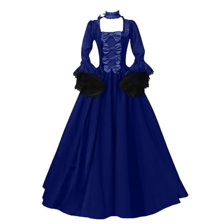 

YOHOME Women Vintage Retro Gothic Long Sleeve Hooded Dress Long Gown