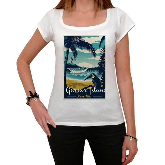 Women's Graphic T-Shirt Gaspar Island Pura Vida Beach Eco-Friendly Ladies Limited Edition Short Sleeve Tee-Shirt Vintage Birthday Gift Novelty