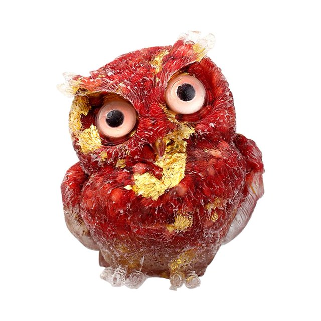 Estatua de cristal de búho tallado en piedra figura de animal curativo arte decoración del hogar (E) Likrtyny Para estrenar