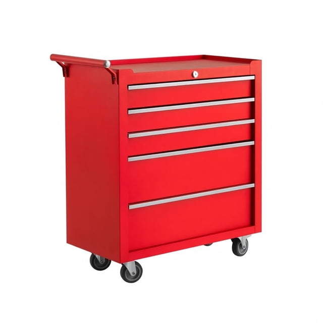 Rolling Tool Chest, 5 Drawers Tool Storage Cabinet with Wheels, Portable Tool Cabinet Organizer with Locking System & Drawer Liners,Universal Lockable Wheels, Tool Storage Cart for Garage, Workshop