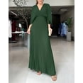 thumbnail image 5 of CHICME Dresses for Women Pleated Deep V-Neck Batwing Sleeve Backless Tied High Waist Slim Zipper Maxi Dress Green-S, 5 of 9
