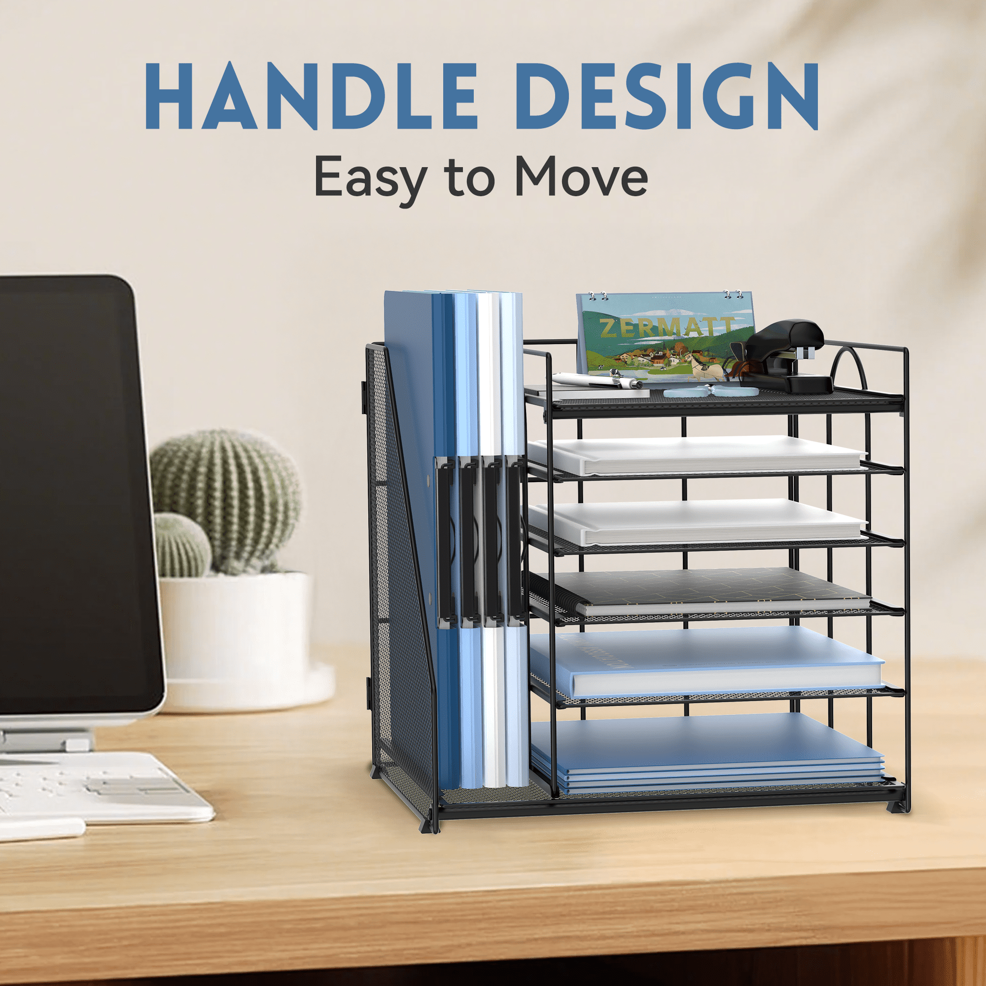 INTIGE 5-Tier Desk Organizer with File Holder, Paper Organizer with Letter Tray