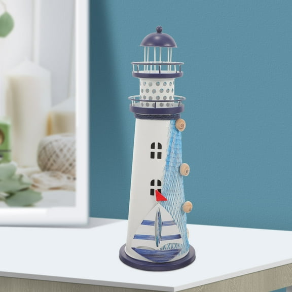 UNOMOR Coastal Table Decor Lighthouse Figurine Lights Iron Multi 1Set Home Decor