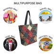 thumbnail image 7 of FORMRS Womens Canvas Tote Bag with Zipper Inner Pocket Shoulder Handbag, Dark Tartan Pattern, 7 of 7