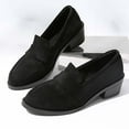 thumbnail image 4 of Miluxas Women Vintage Chunky Heel Loafers Pumps Platform Round Closed Toe Shoes Suede Slip On Dress Loafer Block Stacked Heels Black 6(37), 4 of 9
