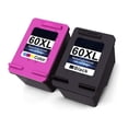 thumbnail image 1 of Paquete de 2 cartuchos de tinta de repuesto 60XL de alto rendimiento compatibles con impresoras HP PhotoSmart D110a, C4680, ENVY 100, Deskjet D2680, D1660, D2530, F2430 y F4210., 1 of 4