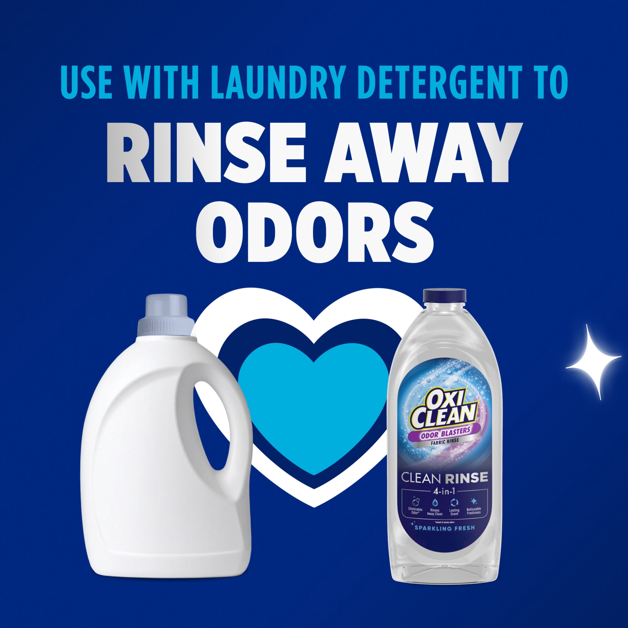 (4 pack) OxiClean Odor Blasters Fabric Rinse, 4-in-1 Clean Rinse, Sparkling Fresh Scent, 50 fl oz