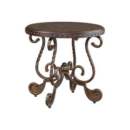 UPC 024052001020 product image for Signature Design by Ashley Rafferty Ornate Round End Table with Decorative Metal | upcitemdb.com