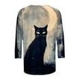 thumbnail image 4 of Oplxuo Funny Pumpkin Print Shirts for Women Halloween Spooky Skull Witch Graphic Tops 3/4 Length Sleeve Crew Neck Costumes, 4 of 4