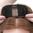 thumbnail image 5 of MY-LADY Clip in Hair Topper 100% Remy Human Extensions Women Toupee Silk Base Hairpiece with Bangs for Loss Hair #06 Light Brown 18", 5 of 10
