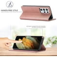 thumbnail image 6 of Case for Samsung Galaxy S21 Ultra 5G, Vintage Classic Matte Leather Wallet Case Flip Notebook Style Cover with Magnetic Closure Kickstand Card Slots - Rose Gold, 6 of 14
