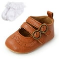 thumbnail image 3 of Newborn Baby Boys Girls PU Leather Sneakers Shoes Infant Soft-soled Crib Shoes + Socks 0-18M, 3 of 5