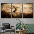 thumbnail image 3 of wall26 Framed Canvas Print Wall Art Set Wild Desert Brush Field Landscape Brown Deer Stag Animals Nature Photography Realism Decorative Colorful for Living Room, Bedroom, Office - 24"x36"x3, 3 of 5