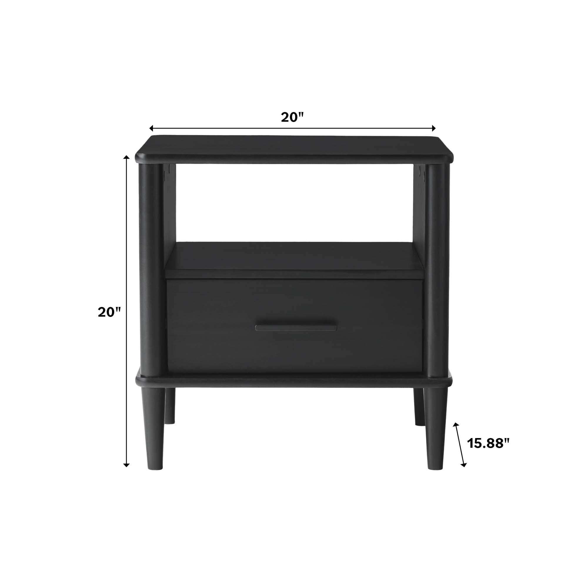 Walker Edison Transitional 1-Drawer Spindle-Leg Nightstand, Black