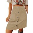 thumbnail image 1 of Falda Botón Delantero Cintura Alta Bolsillos Laterales Color Sólido Fibra De Poliéster Falda Casual Albaricoque 3XL, 1 of 6
