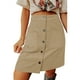 thumbnail image 1 of Falda Botón Delantero Cintura Alta Bolsillos Laterales Color Sólido Fibra De Poliéster Falda Casual Albaricoque XL, 1 of 6