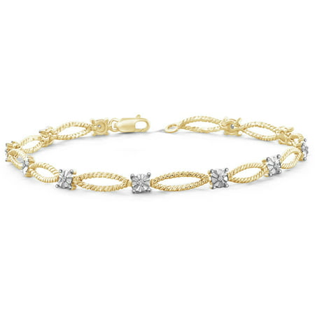JewelersClub White Diamond Accent 14kt Gold over Silver Fashion Bracelet, 7.25