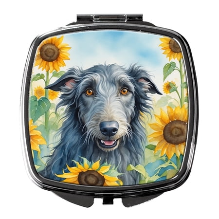 Scottish Deerhound in Sunflowers Compact Mirror 2.75 in x 3 in