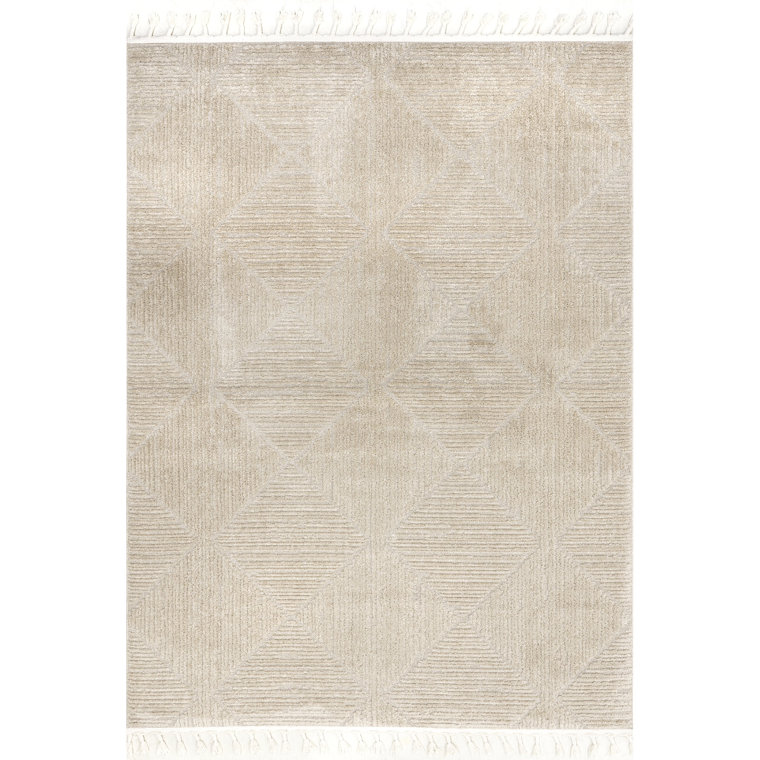 nuLOOM Kerry Textured Geometric Tasseled Area Rug, 9' x 12', Ivory