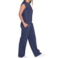 thumbnail image 2 of Traje Informal de Dos Piezas para Mujer, Cuello Alto, Pantalones Anchos, Ideal para Vacaciones y Viajes Azul Oscuro XL, 2 of 10