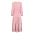 thumbnail image 5 of felwors Women's Fall Long Sleeve Maxi Dresses 2025 Crew Neck Swiss Dot Tiered Flowy A Line Casual Boho Party Dress Pink, S, 5 of 5