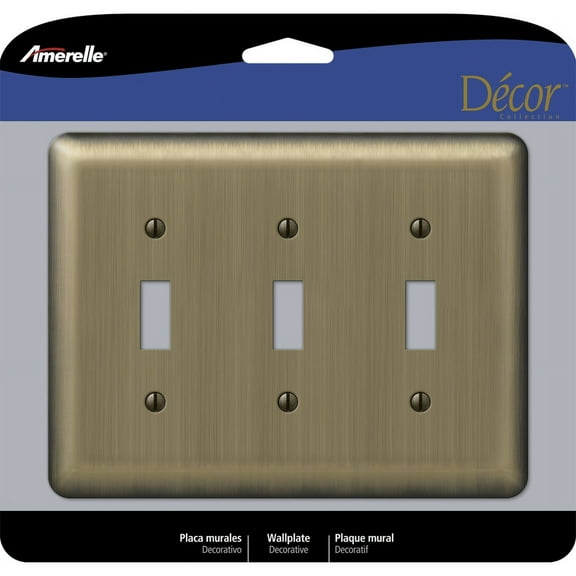 Amerelle 154TTT 3 Toggle Wall Plate  Brushed Brass